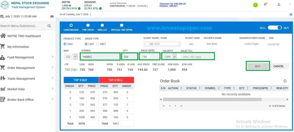 Trading Management System